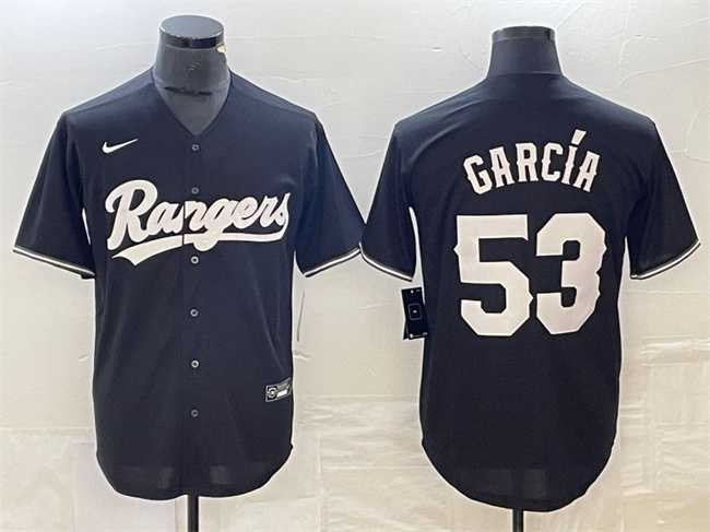 Mens Texas Rangers #53 Adolis Garcia Black Cool Base Stitched Baseball Jersey